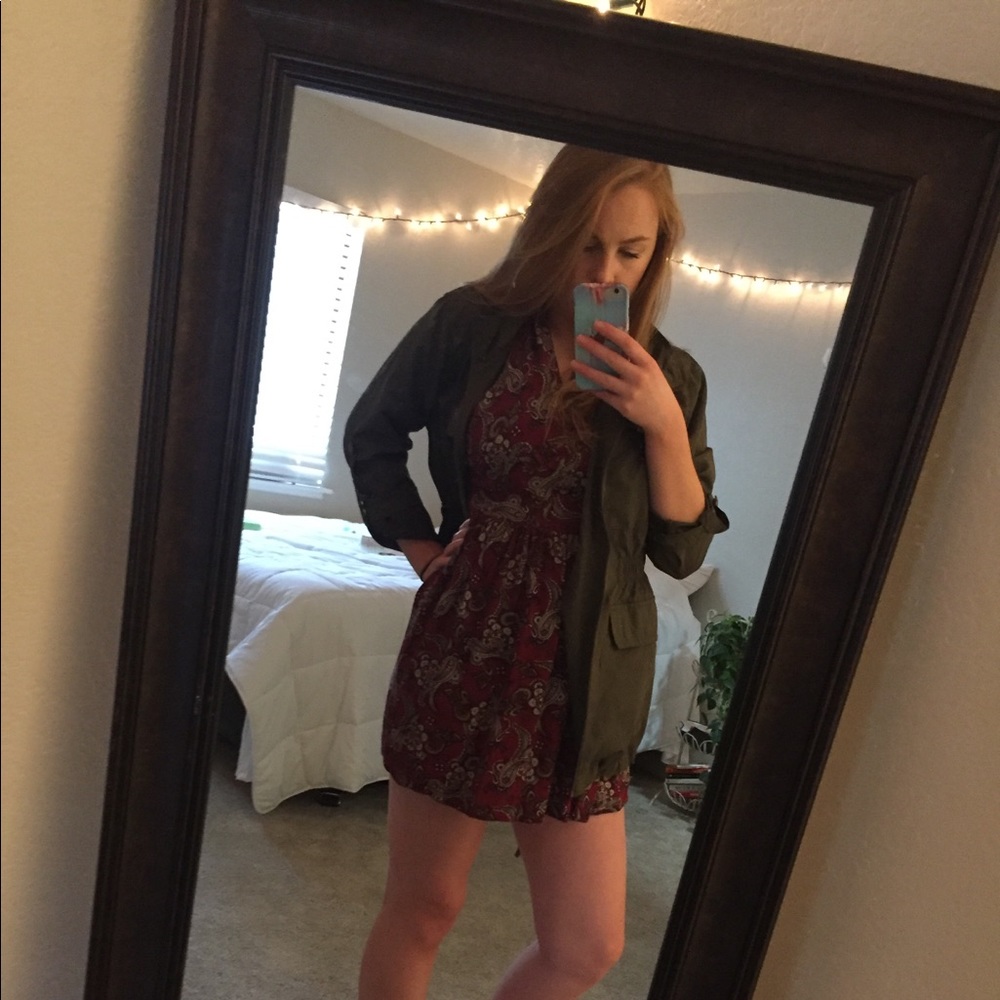 Red print dress